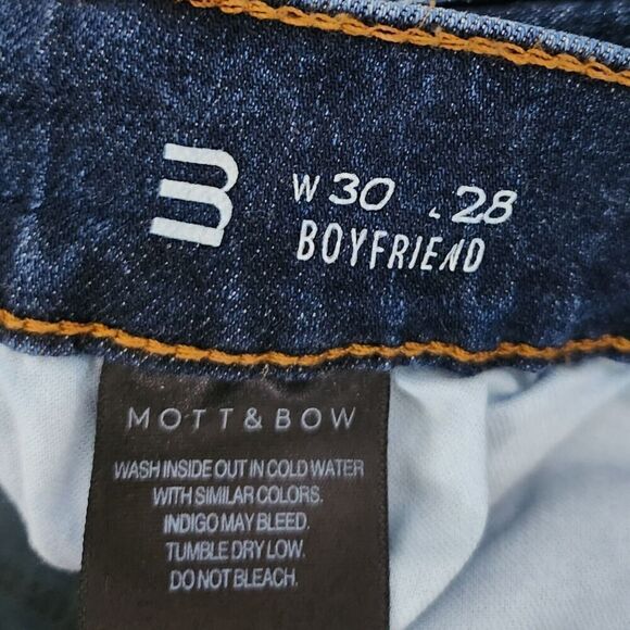 Mott & Bow Jeans Womens 30 x 28 Blue Denim Boyfriend Dark Wash Stretch - Picture 3 of 9